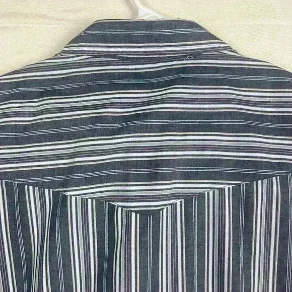 Ely Cattleman Pearl Snap Western Shirt Men XLT Tall Man Striped Blue Rodeo - Picture 8 of 9